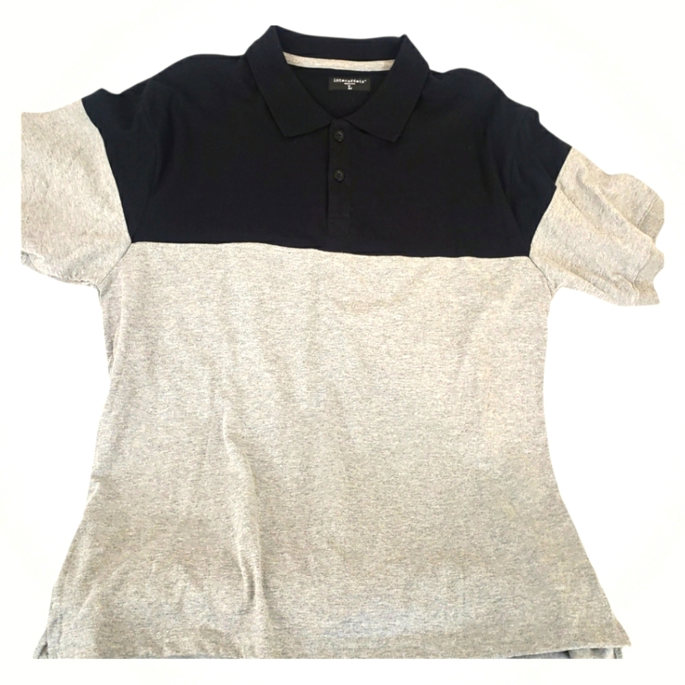 Interaffair 100% Cotton Color Block pullover 2 Button Collard Polo Size Large